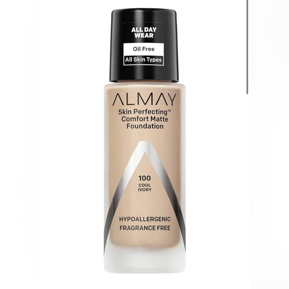 Almay Skin Perfecting Comfort Matte‎ Foundation Liquid Makeup, 100 Cool Ivory